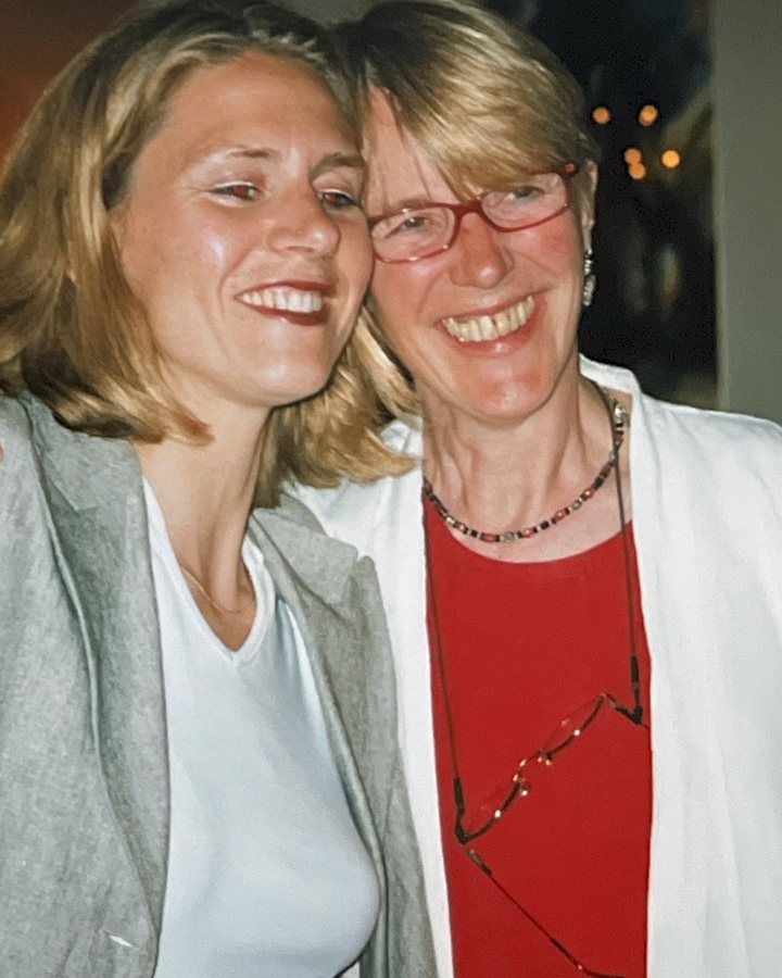 Anne and Dana's mum laughing together, much later